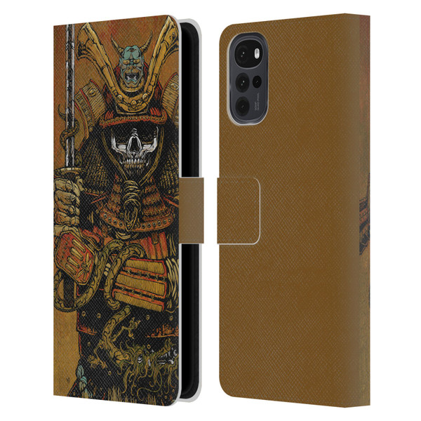 David Lozeau Colourful Grunge Samurai Leather Book Wallet Case Cover For Motorola Moto G22