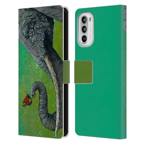 David Lozeau Colourful Grunge The Elephant Leather Book Wallet Case Cover For Motorola Moto G52