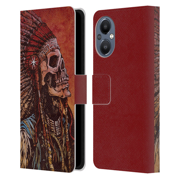 David Lozeau Colourful Grunge Native American Leather Book Wallet Case Cover For OnePlus Nord N20 5G