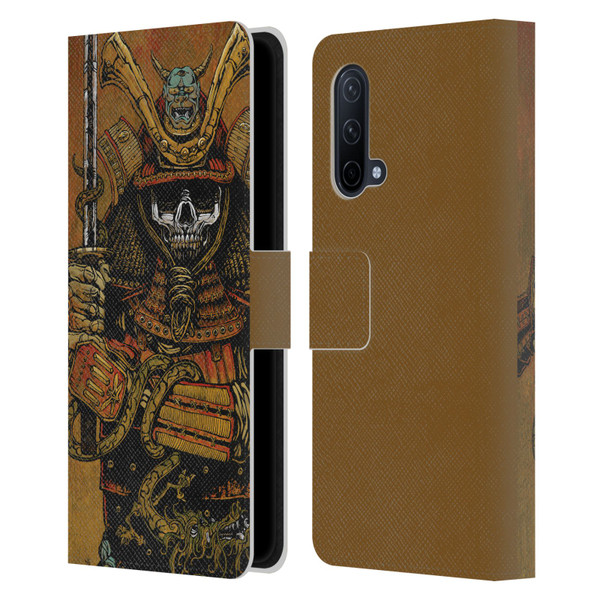 David Lozeau Colourful Grunge Samurai Leather Book Wallet Case Cover For OnePlus Nord CE 5G