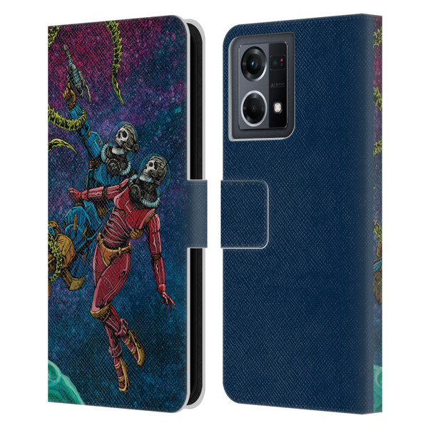 David Lozeau Colourful Grunge Astronaut Space Couple Love Leather Book Wallet Case Cover For OPPO Reno8 4G