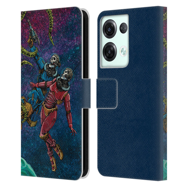 David Lozeau Colourful Grunge Astronaut Space Couple Love Leather Book Wallet Case Cover For OPPO Reno8 Pro