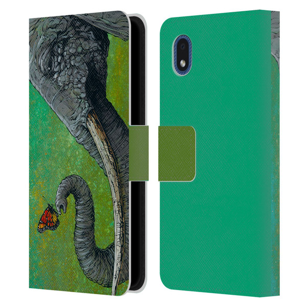 David Lozeau Colourful Grunge The Elephant Leather Book Wallet Case Cover For Samsung Galaxy A01 Core (2020)