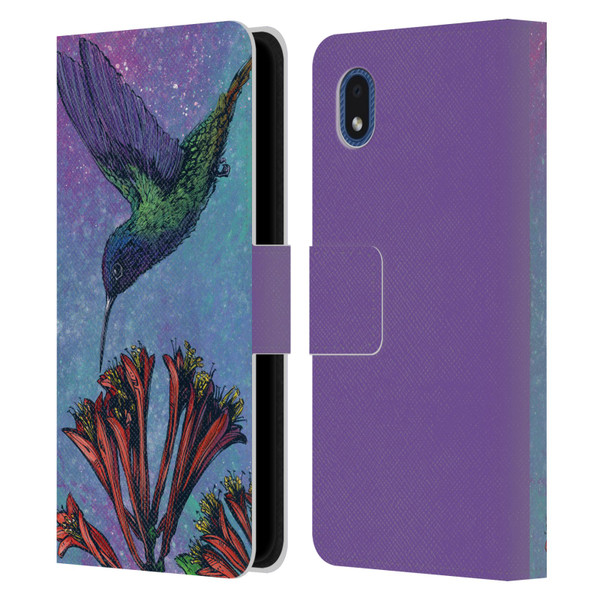 David Lozeau Colourful Grunge The Hummingbird Leather Book Wallet Case Cover For Samsung Galaxy A01 Core (2020)