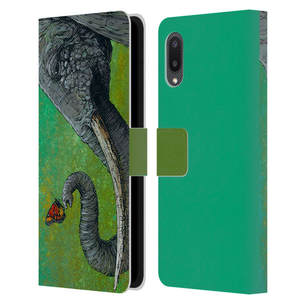 David Lozeau Colourful Grunge The Elephant Leather Book Wallet Case Cover For Samsung Galaxy A02/M02 (2021)