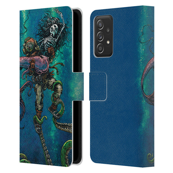 David Lozeau Colourful Grunge Diver And Mermaid Leather Book Wallet Case Cover For Samsung Galaxy A53 5G (2022)