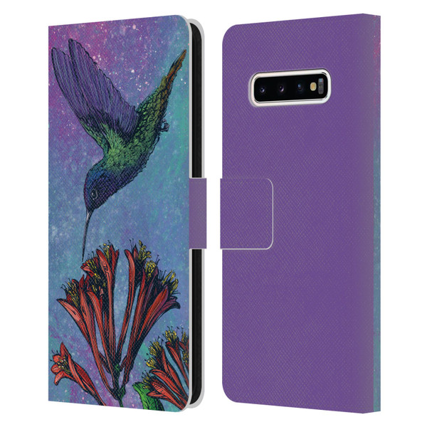 David Lozeau Colourful Grunge The Hummingbird Leather Book Wallet Case Cover For Samsung Galaxy S10+ / S10 Plus