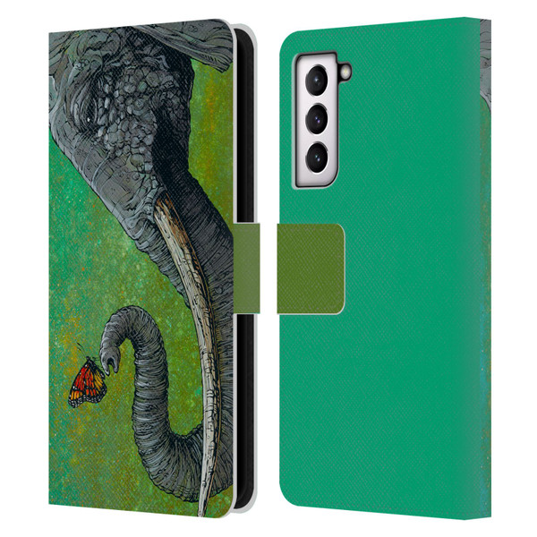 David Lozeau Colourful Grunge The Elephant Leather Book Wallet Case Cover For Samsung Galaxy S21 5G