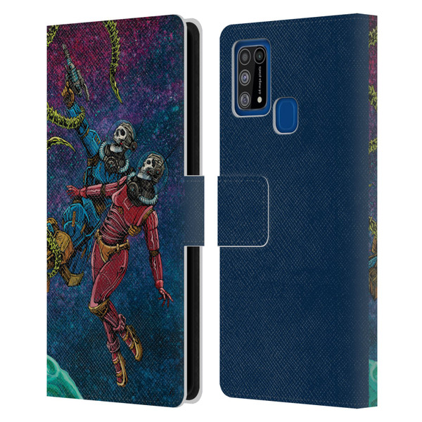 David Lozeau Colourful Grunge Astronaut Space Couple Love Leather Book Wallet Case Cover For Samsung Galaxy M31 (2020)