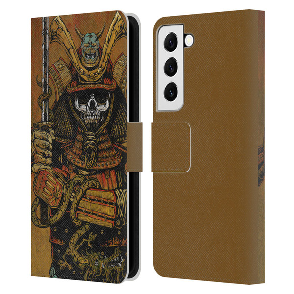 David Lozeau Colourful Grunge Samurai Leather Book Wallet Case Cover For Samsung Galaxy S22 5G