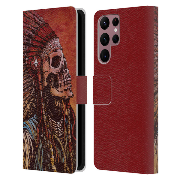 David Lozeau Colourful Grunge Native American Leather Book Wallet Case Cover For Samsung Galaxy S22 Ultra 5G