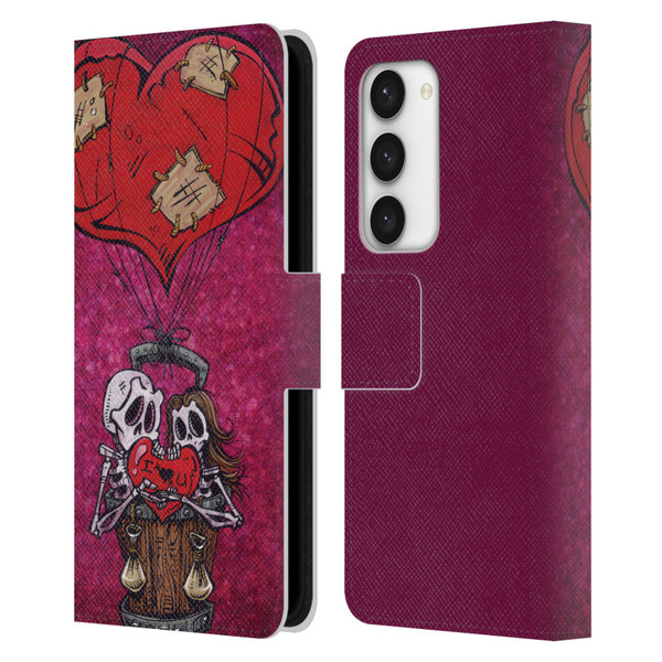 David Lozeau Colourful Grunge Day Of The Dead Leather Book Wallet Case Cover For Samsung Galaxy S23 5G