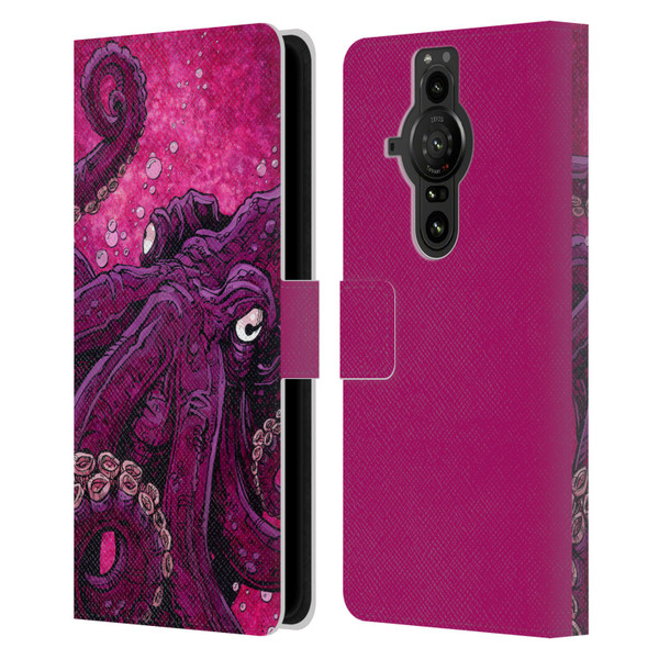 David Lozeau Colourful Grunge Octopus Squid Leather Book Wallet Case Cover For Sony Xperia Pro-I