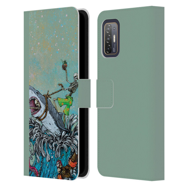 David Lozeau Colourful Art Surfing Leather Book Wallet Case Cover For HTC Desire 21 Pro 5G