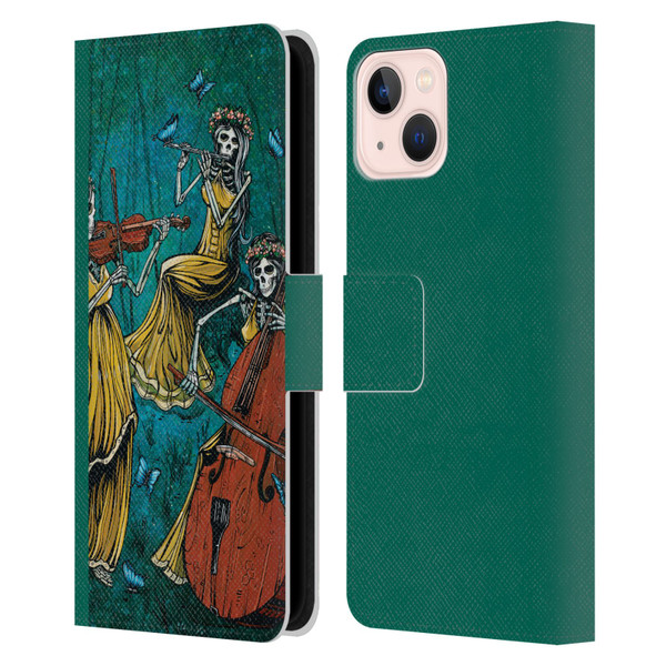 David Lozeau Colourful Art Three Female Leather Book Wallet Case Cover For Apple iPhone 13