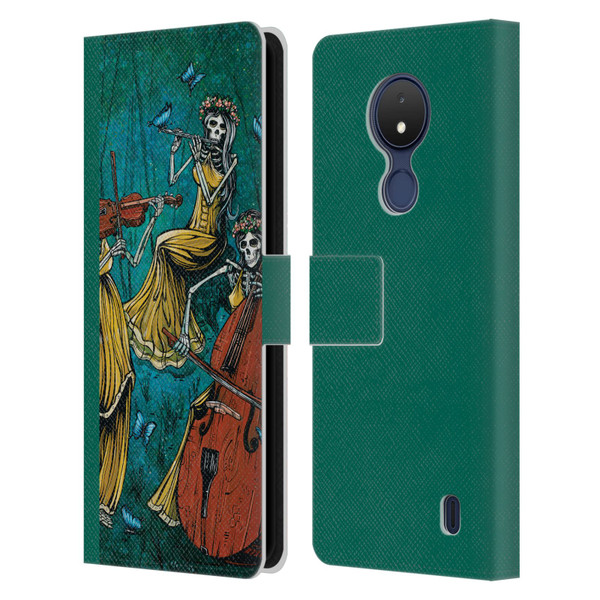 David Lozeau Colourful Art Three Female Leather Book Wallet Case Cover For Nokia C21