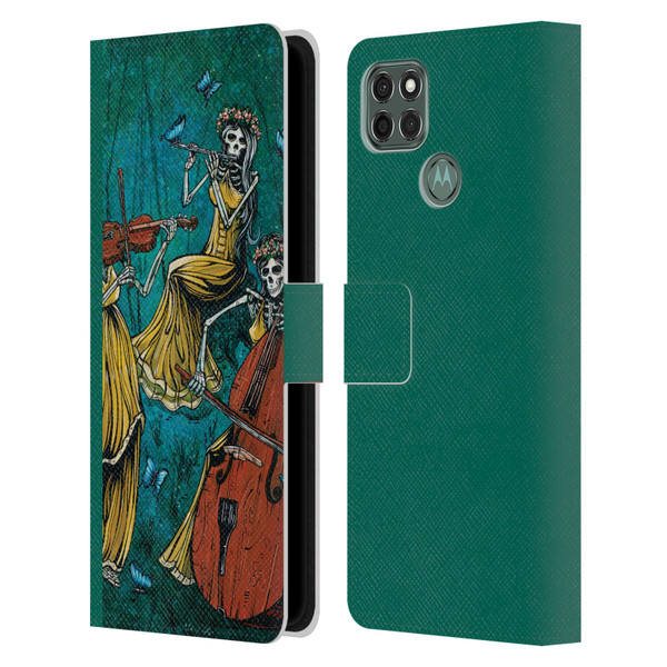 David Lozeau Colourful Art Three Female Leather Book Wallet Case Cover For Motorola Moto G9 Power