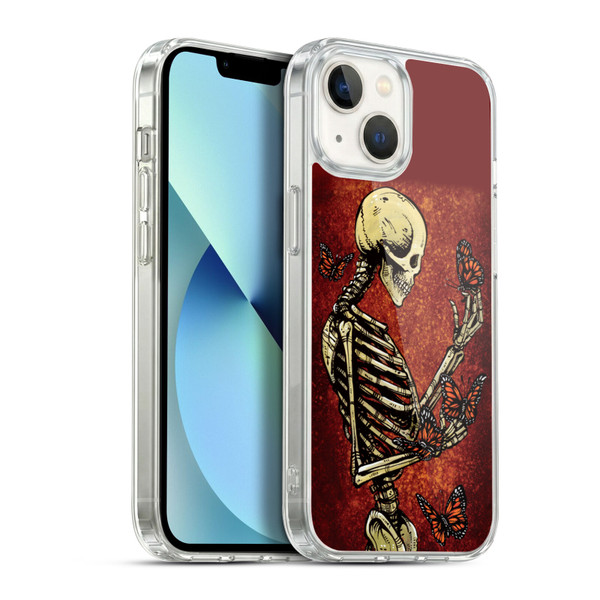 David Lozeau Skeleton Grunge Butterflies Soft Gel Case for Apple iPhone 13