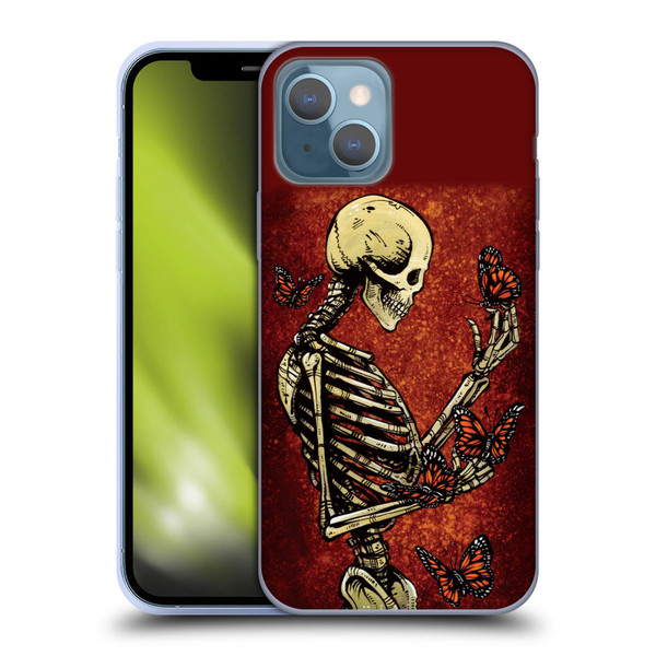 David Lozeau Skeleton Grunge Butterflies Soft Gel Case for Apple iPhone 13