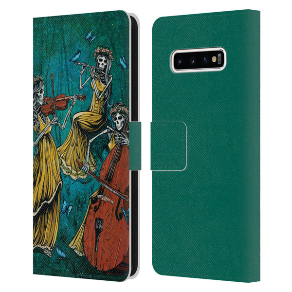 David Lozeau Colourful Art Three Female Leather Book Wallet Case Cover For Samsung Galaxy S10+ / S10 Plus