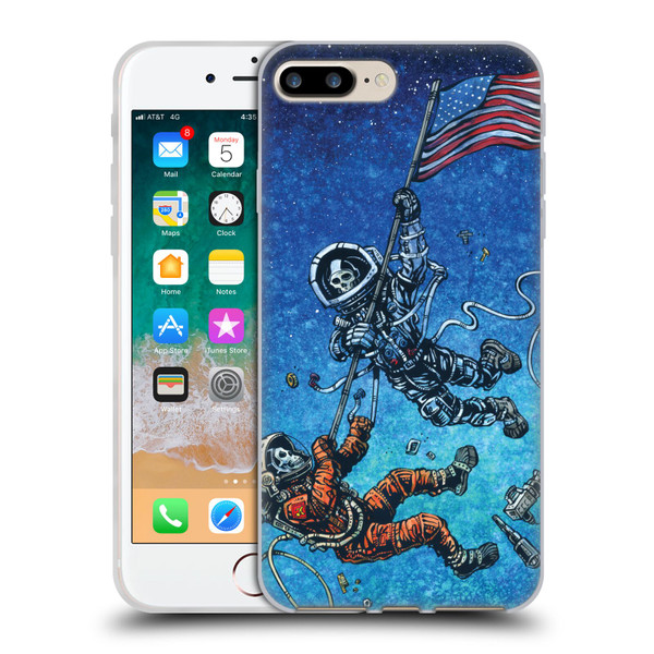 David Lozeau Skeleton Grunge Astronaut Battle Soft Gel Case for Apple iPhone 7 Plus / iPhone 8 Plus
