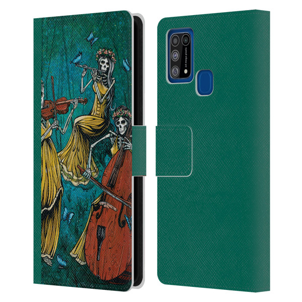 David Lozeau Colourful Art Three Female Leather Book Wallet Case Cover For Samsung Galaxy M31 (2020)