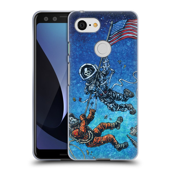 David Lozeau Skeleton Grunge Astronaut Battle Soft Gel Case for Google Pixel 3