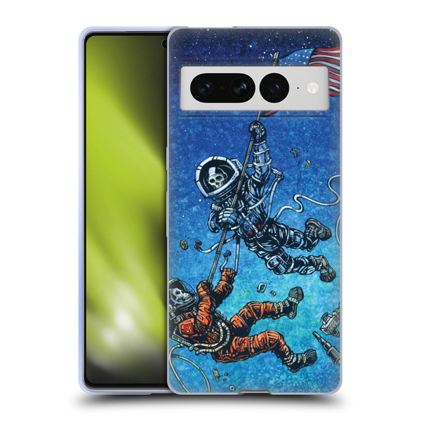 David Lozeau Skeleton Grunge Astronaut Battle Soft Gel Case for Google Pixel 7 Pro