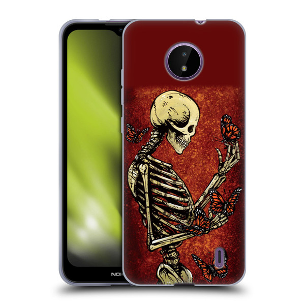 David Lozeau Skeleton Grunge Butterflies Soft Gel Case for Nokia C10 / C20