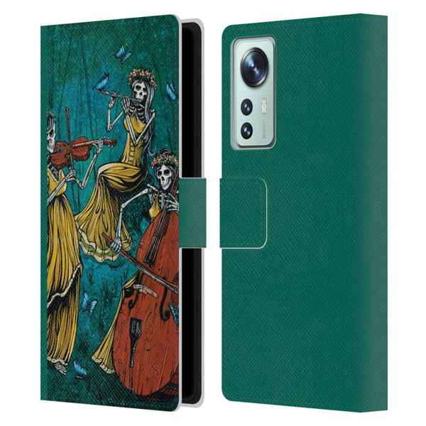 David Lozeau Colourful Art Three Female Leather Book Wallet Case Cover For Xiaomi 12