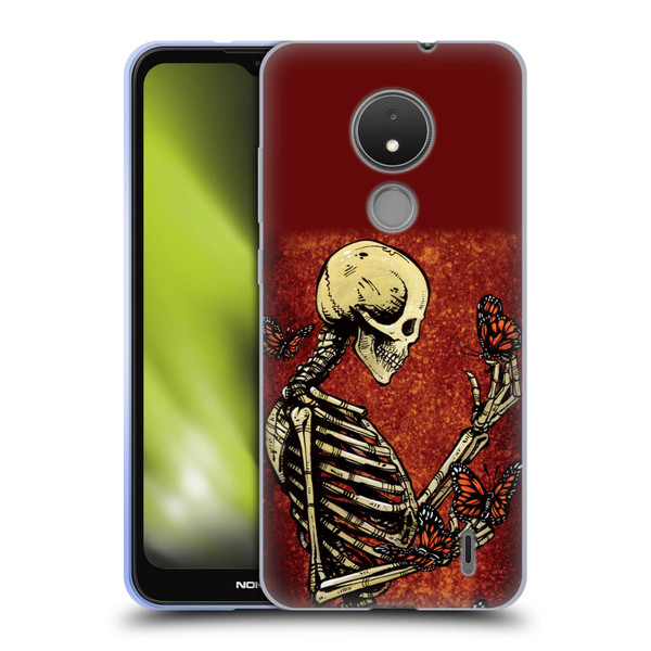 David Lozeau Skeleton Grunge Butterflies Soft Gel Case for Nokia C21