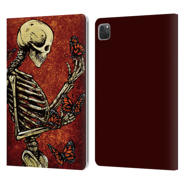 David Lozeau Skeleton Grunge Butterflies Leather Book Wallet Case Cover For Apple iPad Pro 11 2020 / 2021 / 2022
