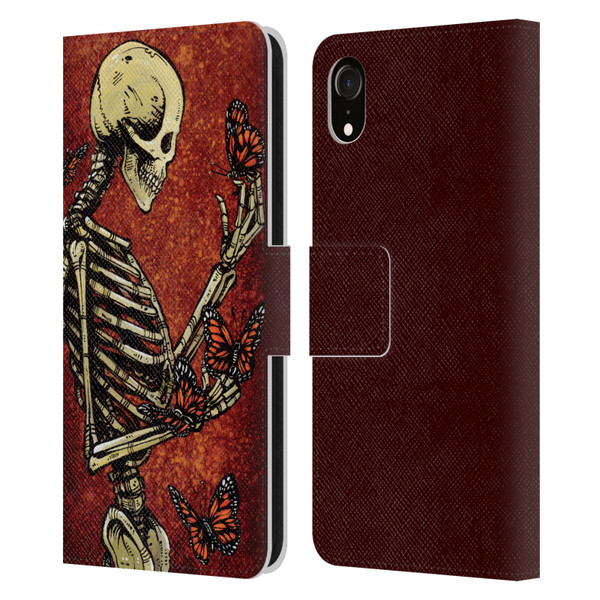 David Lozeau Skeleton Grunge Butterflies Leather Book Wallet Case Cover For Apple iPhone XR