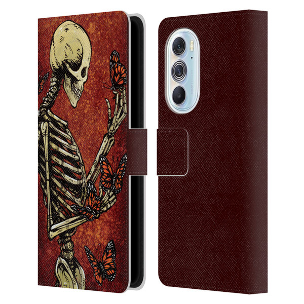 David Lozeau Skeleton Grunge Butterflies Leather Book Wallet Case Cover For Motorola Edge X30