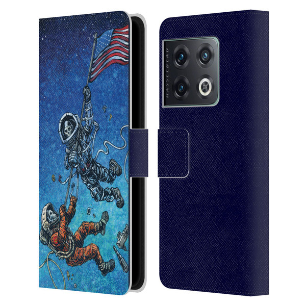 David Lozeau Skeleton Grunge Astronaut Battle Leather Book Wallet Case Cover For OnePlus 10 Pro