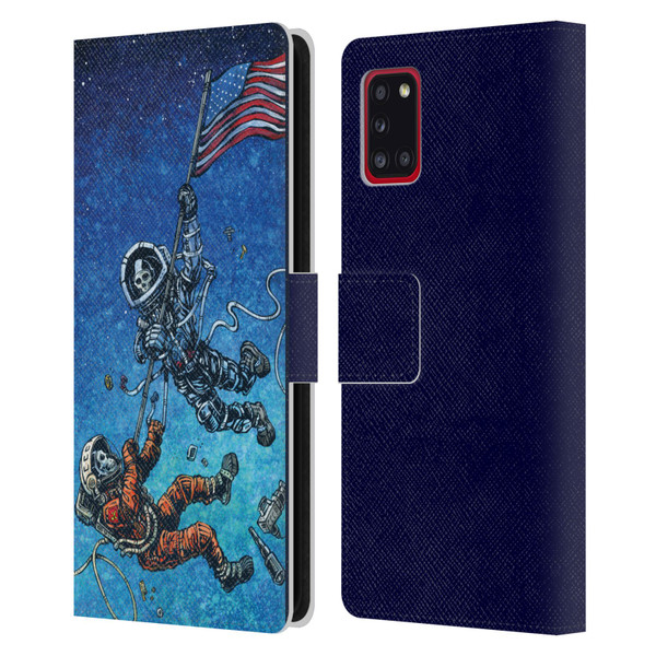 David Lozeau Skeleton Grunge Astronaut Battle Leather Book Wallet Case Cover For Samsung Galaxy A31 (2020)