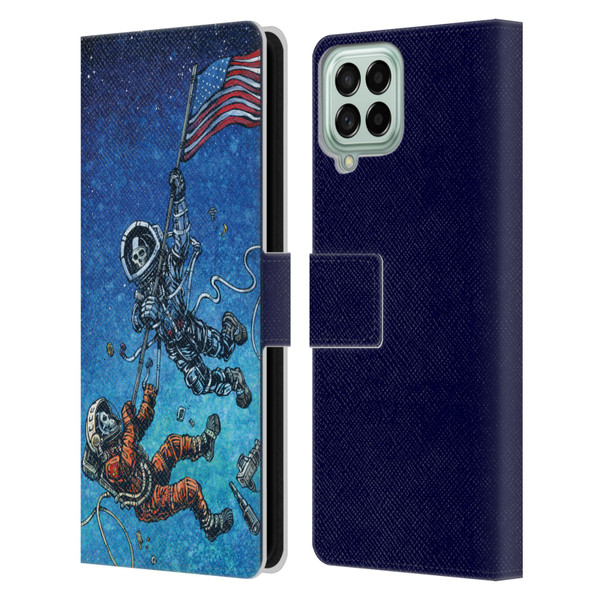 David Lozeau Skeleton Grunge Astronaut Battle Leather Book Wallet Case Cover For Samsung Galaxy M33 (2022)
