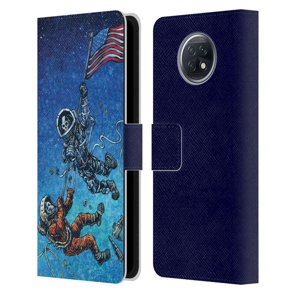 David Lozeau Skeleton Grunge Astronaut Battle Leather Book Wallet Case Cover For Xiaomi Redmi Note 9T 5G