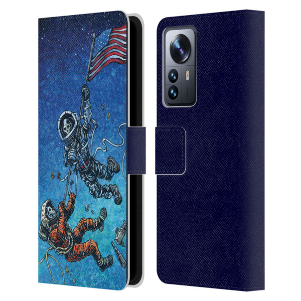 David Lozeau Skeleton Grunge Astronaut Battle Leather Book Wallet Case Cover For Xiaomi 12 Pro