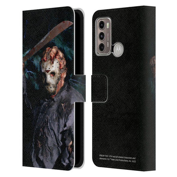 Friday the 13th: Jason Goes To Hell Graphics Jason Voorhees Leather Book Wallet Case Cover For Motorola Moto G60 / Moto G40 Fusion