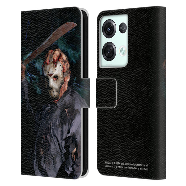 Friday the 13th: Jason Goes To Hell Graphics Jason Voorhees Leather Book Wallet Case Cover For OPPO Reno8 Pro
