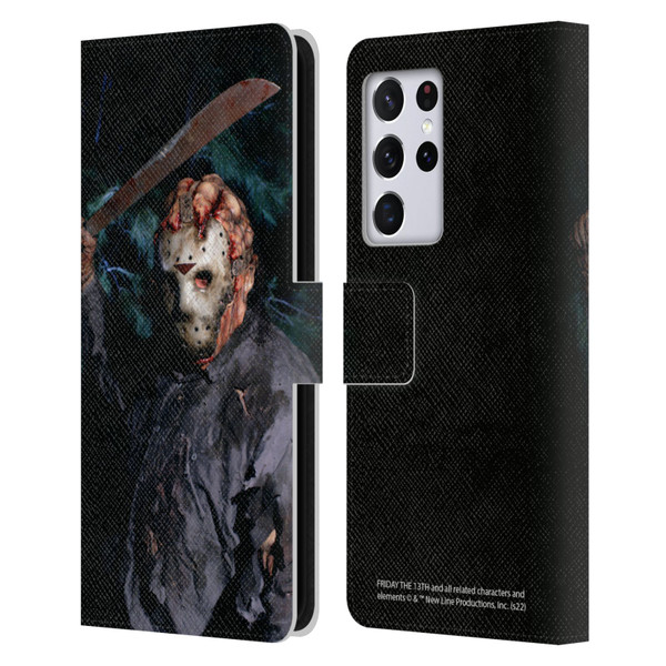 Friday the 13th: Jason Goes To Hell Graphics Jason Voorhees Leather Book Wallet Case Cover For Samsung Galaxy S21 Ultra 5G
