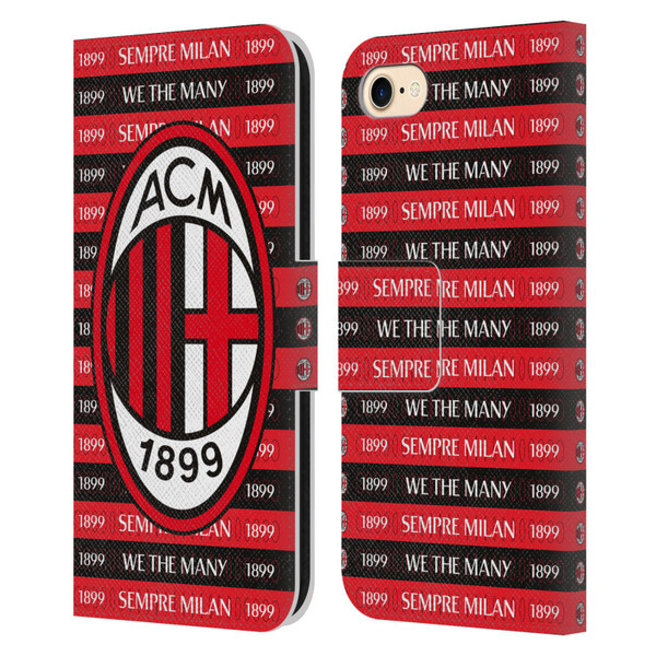 AC Milan Art Sempre Milan 1899 Leather Book Wallet Case Cover For Apple iPhone 7 / 8 / SE 2020 & 2022