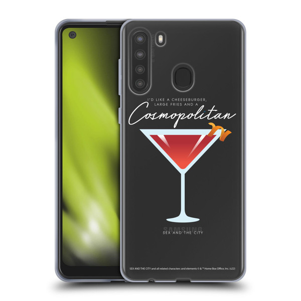 Sex and The City: Television Series Graphics Glass Soft Gel Case for Samsung Galaxy A21 (2020)