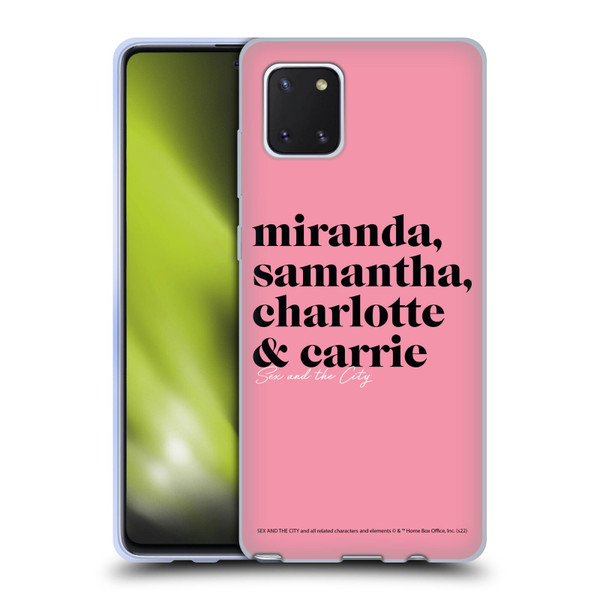 Sex and The City: Television Series Graphics Character 2 Soft Gel Case for Samsung Galaxy Note10 Lite