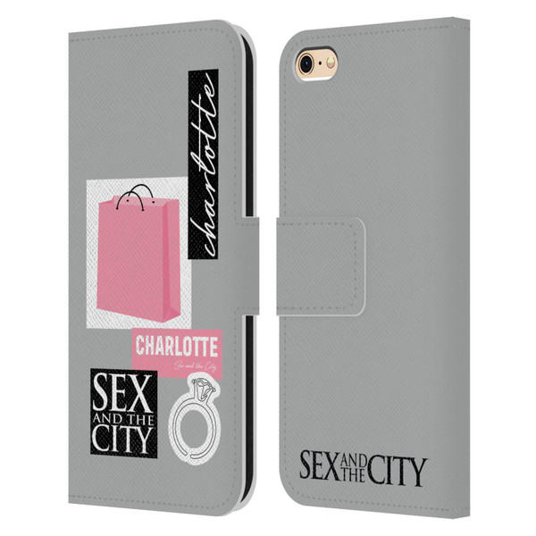 Sex and The City: Television Series Characters Shopping Bag Charlotte Leather Book Wallet Case Cover For Apple iPhone 6 / iPhone 6s