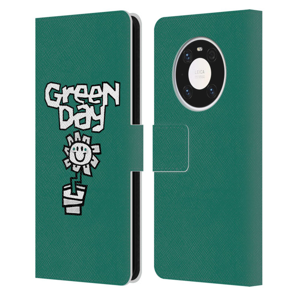 Green Day Graphics Flower Leather Book Wallet Case Cover For Huawei Mate 40 Pro 5G
