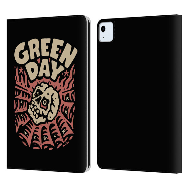 Green Day Graphics Skull Spider Leather Book Wallet Case Cover For Apple iPad Air 11 2020/2022/2024