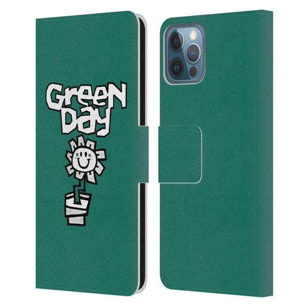Green Day Graphics Flower Leather Book Wallet Case Cover For Apple iPhone 12 / iPhone 12 Pro