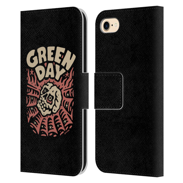 Green Day Graphics Skull Spider Leather Book Wallet Case Cover For Apple iPhone 7 / 8 / SE 2020 & 2022